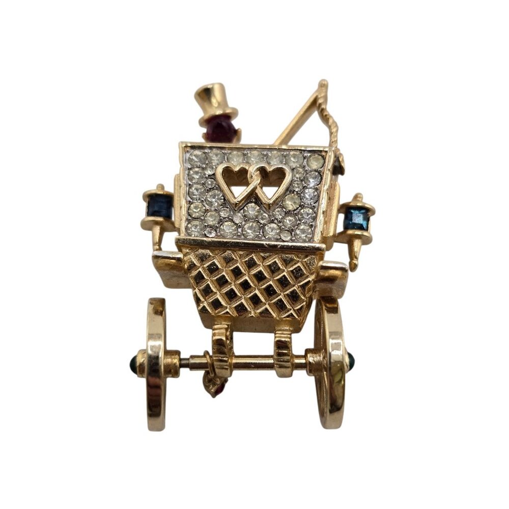 Rare and Fab Alfred Philippe Trifari Rhinestone Honeymoon Coach Brooch (A7814)